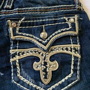 Rock revival denim shorts